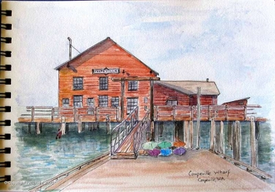 On Whidbey Island not far from Seattle, the little village of Coupeville has a charming wharf and also a great Art Center, with classes all summer long!