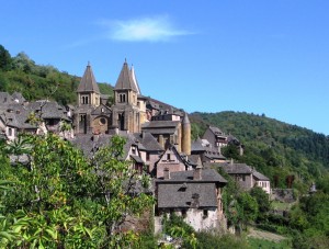 The village of Conques, north of the Aveyron region in France.