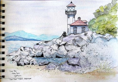 Lime Kiln State Park Lighthouse in the San Juan islands of northern Washington state.