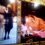 Off we go to downtown Madrid...first stop is a central café with rather racy tiled images on the walls and even on the exterior. Love it!